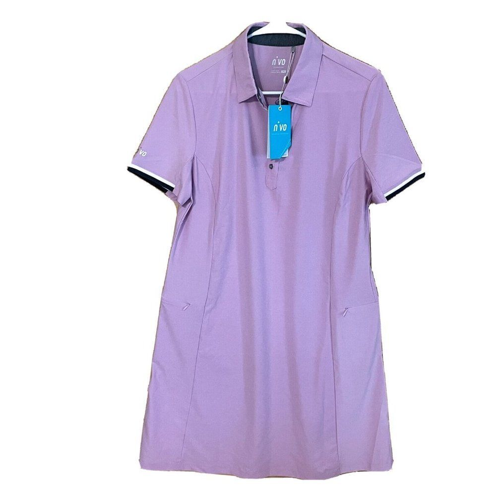 NWT Nivo Womens Ariel Sleeveless Golf Dress WOMANS large purple Zip Pockets